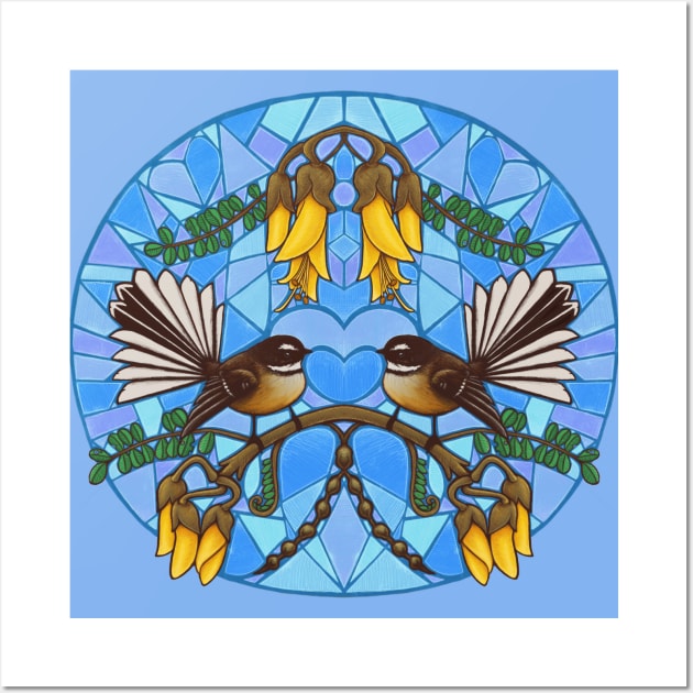 Fantail mosaic mirror Wall Art by AprilAppleArt